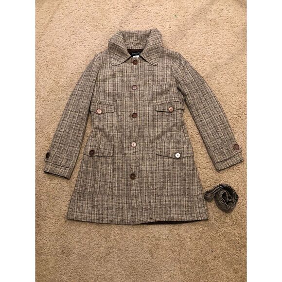 Patrizia Pepe Beige/Brown Coat Cotton Blend Belted Size 44 Italy - Picture 4 of 12